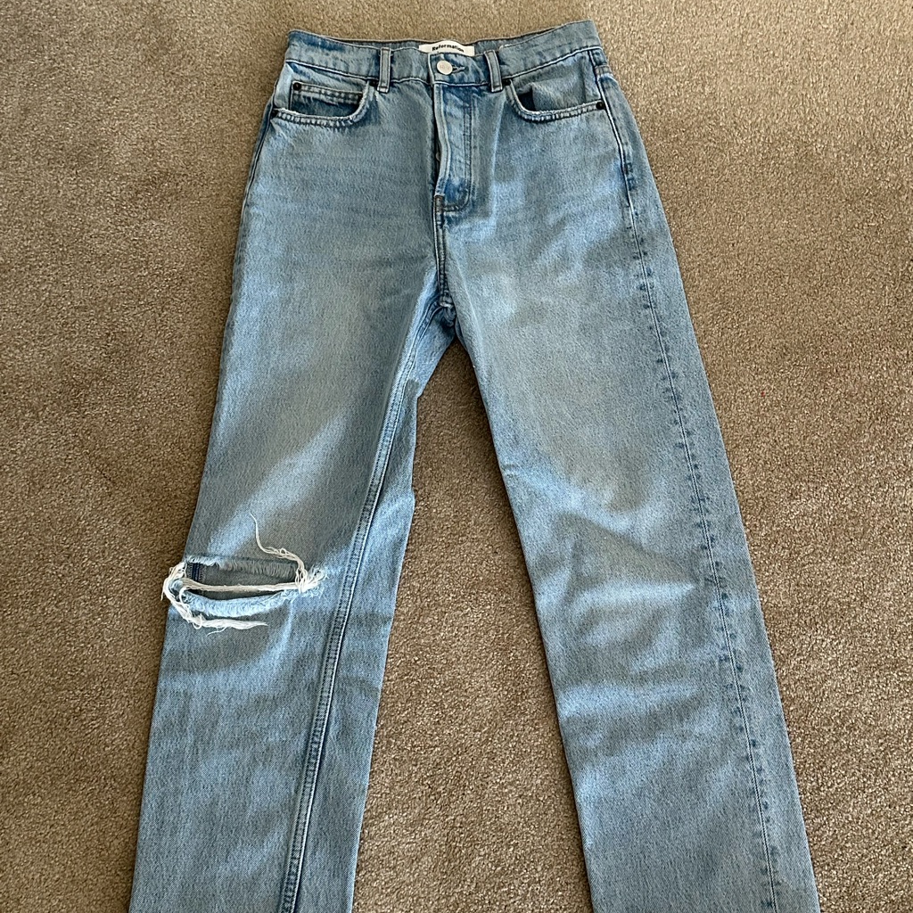 Reformation Cynthia Jeans In Wash Tahoe Destroyed